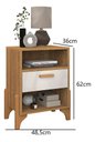 Ver imagem 3 de Mesa de Cabeceira com 1 Gaveta e Pes de Madeira Natural:freijo Off White