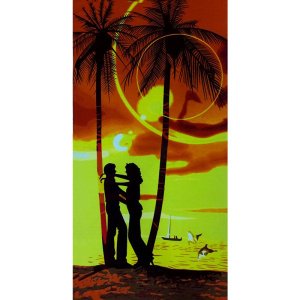 Toalha de Praia Margex Microfibra Estampada Por Do Sol Amarelo
