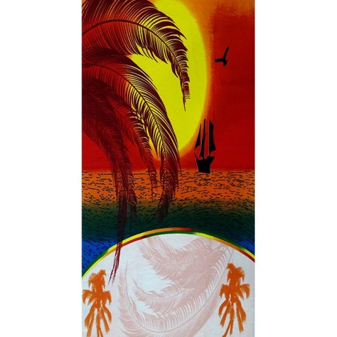 Toalha de Praia Margex Microfibra Estampada Fim de Tarde Amarelo