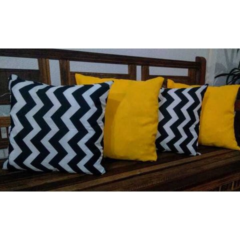 Kit 4 Capas de Almofadas 45x45 Chevron Amarelo