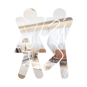 Espelho Decorativo Identificação para Banheiro - Prata