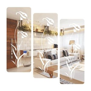 Espelho Decorativo Flor Ornamental - Prata