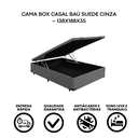 Ver imagem 2 de Cama Box Casal Baú Suede Cinza 138x188x35 - Fábrica de Tudo