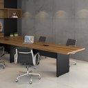 Ver imagem 1 de Mesa de Reunião Office Moderno sem Gavetas MDF-MDP 250cm Sevilha com Preto F5 Office
