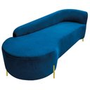 Ver imagem 3 de Divã Recamier Orgânico França 200cm Lado Esq Pés Metal Dourado Linho Azul Royal