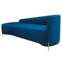 Ver imagem 4 de Divã Recamier Orgânico França 200cm Lado Esq Pés Metal Dourado Linho Azul Royal