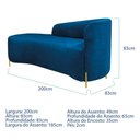 Ver imagem 6 de Divã Recamier Orgânico França 200cm Lado Esq Pés Metal Dourado Linho Azul Royal