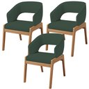 Ver imagem 1 de Kit 03 Cadeiras de Jantar e Estar Living Estofada Lince L02 Linho Verde Musgo - Lyam Decor