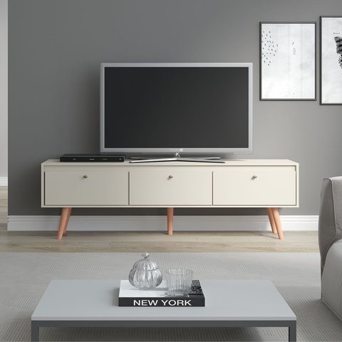 Rack para Tv 65 Pol Basculante Pés Madeira Avanti Mdp 0673:champagne