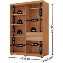 Ver imagem 3 de Guarda Roupa Solteiro 4 Portas e 2 Gavetas com Pés 100% MDF Severo Yescasa Laranja/Marromle/Off White