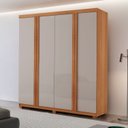 Ver imagem 1 de Guarda Roupa Solteiro 4 Portas e 2 Gavetas com Pés 100% MDF Severo Yescasa Laranja/Marromle/Off White