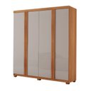Ver imagem 2 de Guarda Roupa Solteiro 4 Portas e 2 Gavetas com Pés 100% MDF Severo Yescasa Laranja/Marromle/Off White