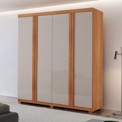 Guarda Roupa Casal Severo 100% MDF 4 Portas e 2 Gavetas com Pés Yescasa