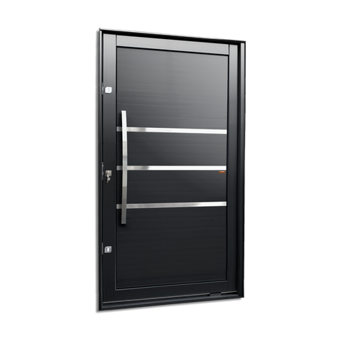 Porta Pivotante Alumínio Lambril Evolution c/Pux.Esq. Elite Preto 240x150 Brimak