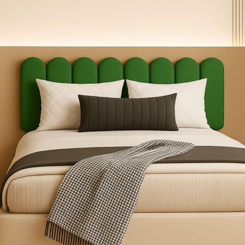 Cabeceira Nuvem Estofada Queen Size 8 Placas em Suede 45cm:verde