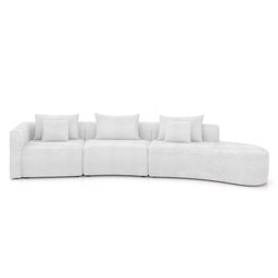 Sofá Curvo Decorativo Kimiko 427Cm 5 Lugares Sala de Estar com Chaise Bouclê Branco G52 - Gran Belo  - 5