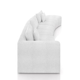Sofá Curvo Decorativo Kimiko 427Cm 5 Lugares Sala de Estar com Chaise Bouclê Branco G52 - Gran Belo  - 6
