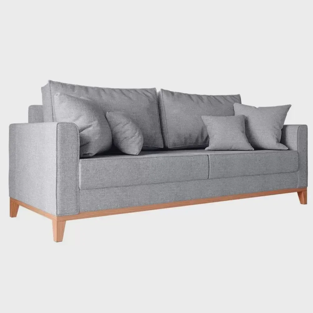 Ver imagem 3 de Sofá Beny 3 Lugares com Base de Madeira Linho