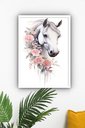 Ver imagem 1 de Quadro Decorativo Cavalo Colar Flores - 70x50cm:moldura Branca