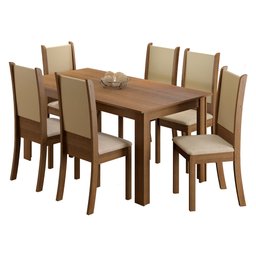 Conjunto Sala de Jantar Madesa Melissa Mesa Tampo de Madeira com 6 Cadeiras Rustic/Crema/Sintético B - 2