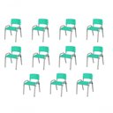 Ver imagem 1 de Kit 11 Cadeira Iso Infantil Creche, Base Cinza Verde Água
