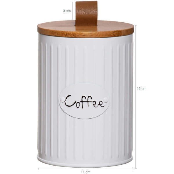 Conjunto 2 Latas Porta Café e Açúcar Branco Vintage Tampa Hermética em Bambu Yoi - 4