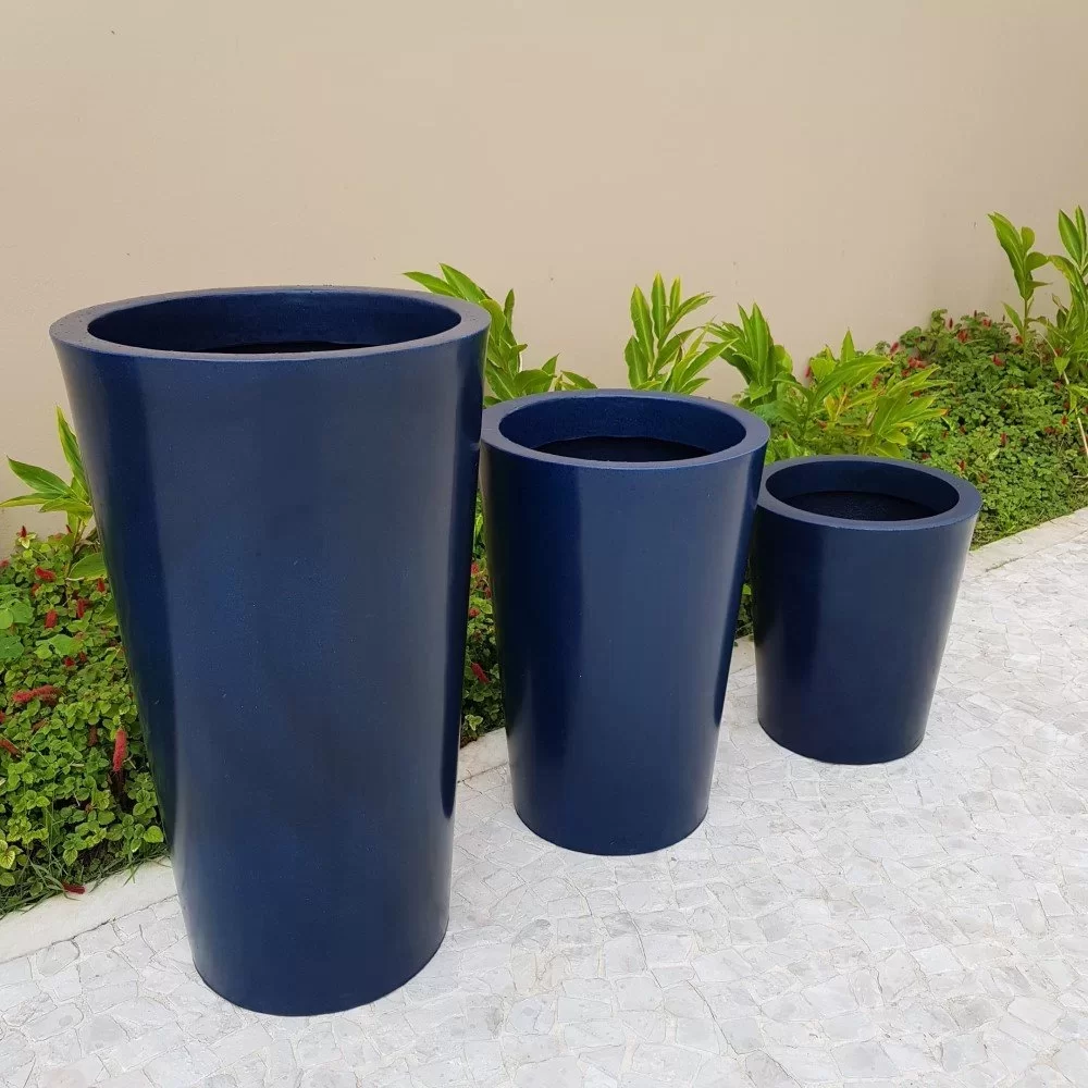 Kit 3 Vasos para Plantas Sala e Jardim Damasco Azul