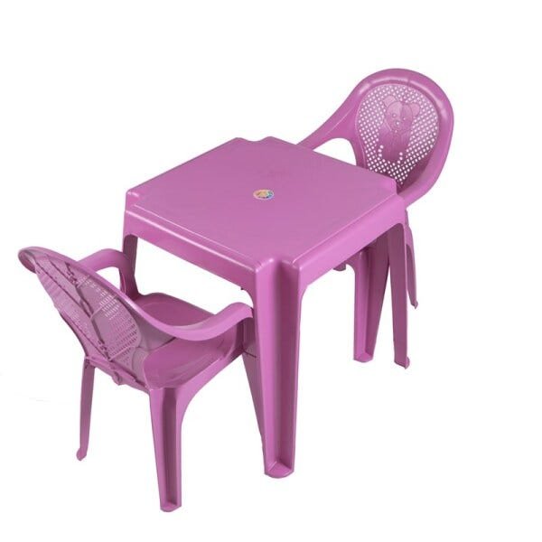 Mesa Infantil Ursinho Com 02 Cadeiras Plásticas Várias Cores