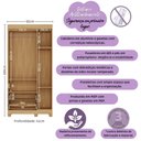 Ver imagem 3 de Guarda-roupa Infantil 92cm com Vidro 3 Portas e 2 Gavetas Fofura Multimóveis Mp4482 Madeirado/off