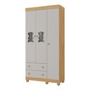 Ver imagem 2 de Guarda-roupa Infantil 92cm com Vidro 3 Portas e 2 Gavetas Fofura Multimóveis Mp4482 Madeirado/off