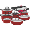 Ver imagem 1 de Jogo de Panelas Tramontina Antiaderente Cooktop Fogão Indução Monaco Vermelha Kit 8 Peças