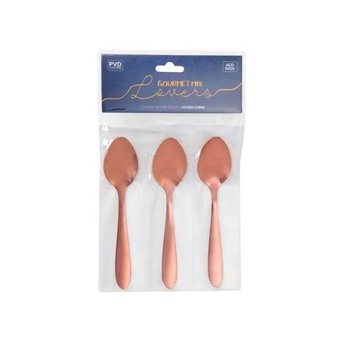 COLHER CHA LOVERS GOURMET MIX COBRE - 3 PECAS