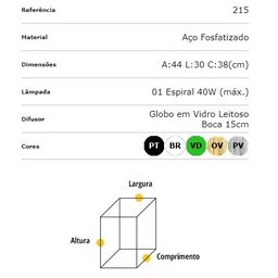Ideal Arandela Preta em Aço Fosfatizado 215 Com Vidro B-15 - 2