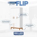 Ver imagem 3 de Guarda Roupa Infantil Flip 3 Portas com Cômoda Infantil Sapateira Flip Branco Acetinado - Reller
