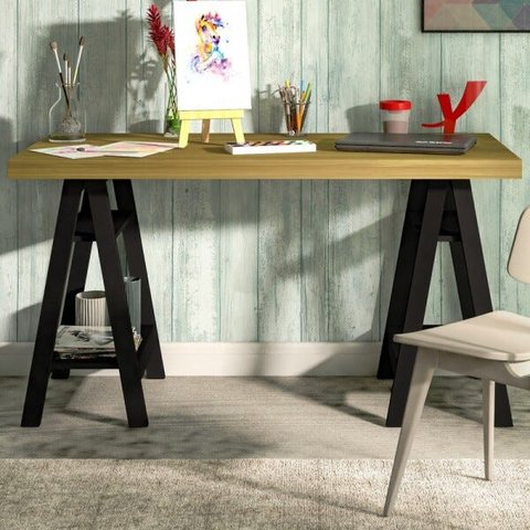 Mesa Escrivaninha Art II 4 Prateleiras Olmo/Preto - Artany
