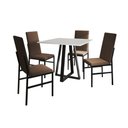 Ver imagem 2 de Conjunto de Jantar Mesa Mônaco Premium 90cm Branca com 4 Cadeiras Estofadas Marrom