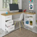 Ver imagem 1 de Mesa Escrivaninha Mali 3 Gavetas Olmo/branco - Artany