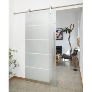 Kit Porta de Correr de Vidro 2mt até 120 Kg Aço Inox