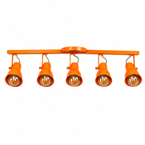 Spot Trilho Light Aluminio Teto e27 5 Luzes Lumini Lab - Laranja Brilhante