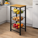 Ver imagem 1 de Fruteira de Chão Cozinha Montada Aço Preto Tampo Canela Roma