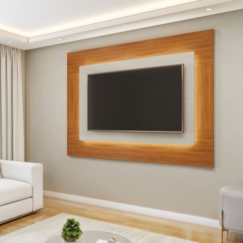 Painel para TV Atenas com LED até 58 pol. 180 cm Naturalle/Off White - Mavaular