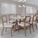 Ver imagem 1 de Conjunto de Jantar Mesa com Vidro Bennett 6 Cadeiras Saga - Linho Off White - Linked 02