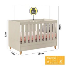 Berço Mini Cama Retrô Milka 70 Off White Atóxico Móveis Estrela - 4