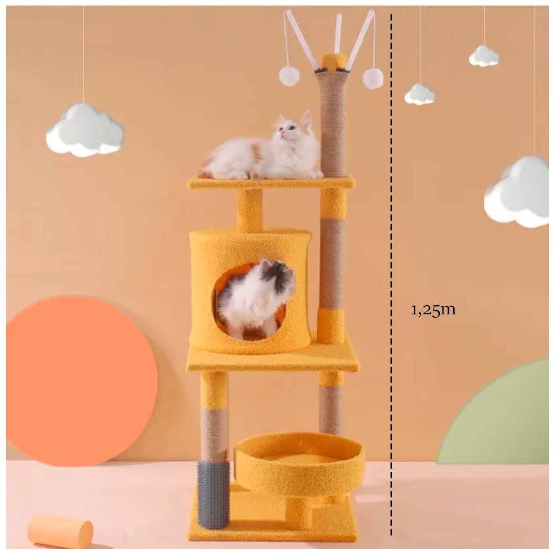 Arranhador Para Gatos Árvore de Gatos Pet Multi Níveis Casinha Brinquedo Pet- 1,25m Genuinos Arranha - 11