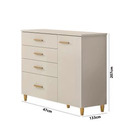 Cômoda Retro Milka Off White Atóxico Móveis Estrela - 5