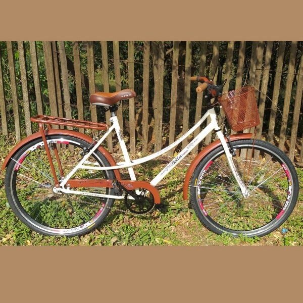 Bicicleta Bella Liza Retro/Vintage Aro 26 Aço V-Brake Bege/Marrom - 1