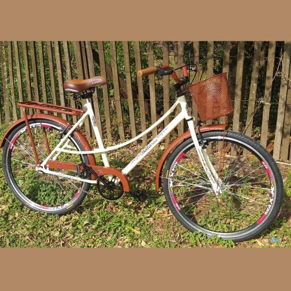Bicicleta Bella Liza Retro/Vintage Aro 26 Aço V-Brake Bege/Marrom - 2