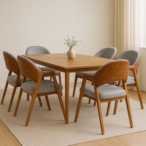 Kit 6 Cadeiras Luiza Sala de Jantar com Braço Madeira Maciça Movellu Home