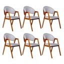 Ver imagem 2 de Kit 6 Cadeiras Luiza Sala de Jantar com Braço Madeira Maciça Movellu Home