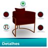 Poltrona Base de Metal Reforçada Liz Veludo Bordo - Jylcrom Cor Bronze Metal - 5